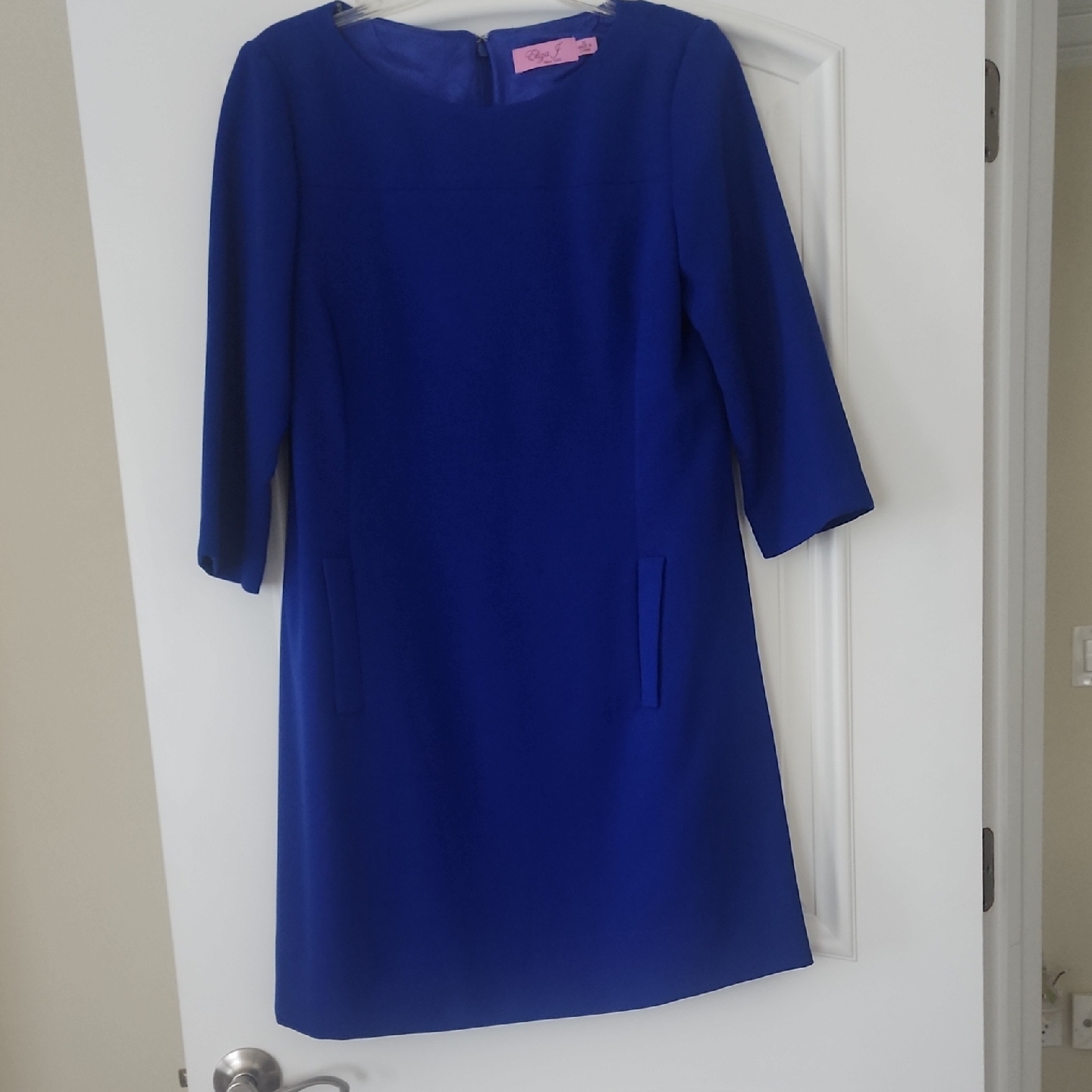 Eliza J Blue Sheath Dress With Bateau Neckline